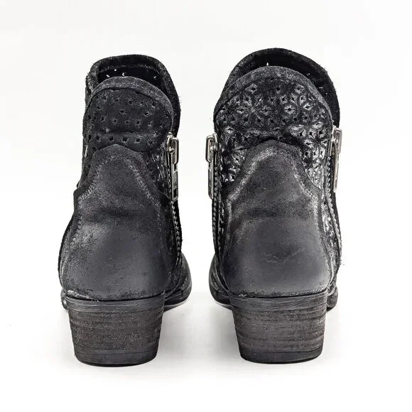 Circle G Women Distressed Black Leather Lasercut Western Cowboy Boots sz 8 - Picture 3 of 11